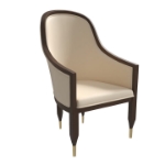 Picture of Dining Chair with Arms and Gold Metal Caps with Rubberwood Frame and Legs