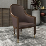 Picture of Dining Chair with Arms and Gold Metal Caps with Rubberwood Frame and Legs