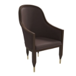 Picture of Dining Chair with Arms and Gold Metal Caps with Rubberwood Frame and Legs