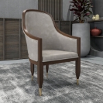 Picture of Dining Chair with Arms and Gold Metal Caps with Rubberwood Frame and Legs