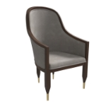 Picture of Dining Chair with Arms and Gold Metal Caps with Rubberwood Frame and Legs