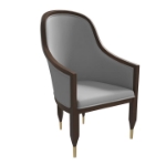 Picture of Dining Chair with Arms and Gold Metal Caps with Rubberwood Frame and Legs