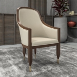 Picture of Dining Chair with Arms and Gold Metal Caps with Rubberwood Frame and Legs