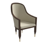 Picture of Dining Chair with Arms and Gold Metal Caps with Rubberwood Frame and Legs