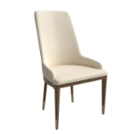 Picture of Dining Side Chair Upholstered in Leather with Brown Rubberwood Legs