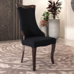 Picture of Dining Side Chair Upholstered in Leather/Velvet with Rubberwood Legs