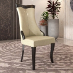 Picture of Dining Side Chair Upholstered in Leather/Velvet with Rubberwood Legs