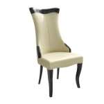 Picture of Dining Side Chair Upholstered in Leather/Velvet with Rubberwood Legs