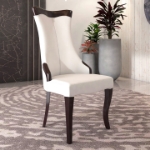 Picture of Dining Side Chair Upholstered in Leather/Velvet with Rubberwood Legs