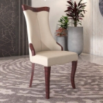 Picture of Dining Side Chair Upholstered in Leather/Velvet with Rubberwood Legs