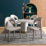 Picture of Dining Chair Upholstered in Leather with Steel Legs and an Open Back Design