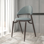 Picture of Dining Chair Upholstered Leather in Iron With an Open Curved Back Design