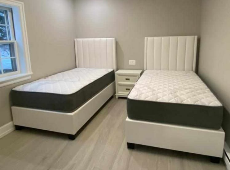 Picture of White Leather platform bed