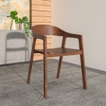 Picture of Dining Chairs in Sturdy Oak Wood with Open Back Design and Armrests