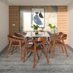 Picture of Dining Chairs in Sturdy Oak Wood with Open Back Design and Armrests