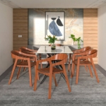 Picture of Dining Chairs in Sturdy Oak Wood with Open Back Design and Armrests