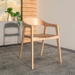 Picture of Dining Chairs in Sturdy Oak Wood with Open Back Design and Armrests