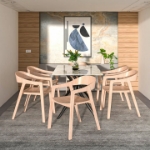 Picture of Dining Chairs in Sturdy Oak Wood with Open Back Design and Armrests