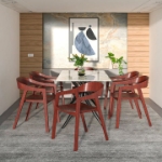 Picture of Dining Chairs in Sturdy Oak Wood with Open Back Design and Armrests