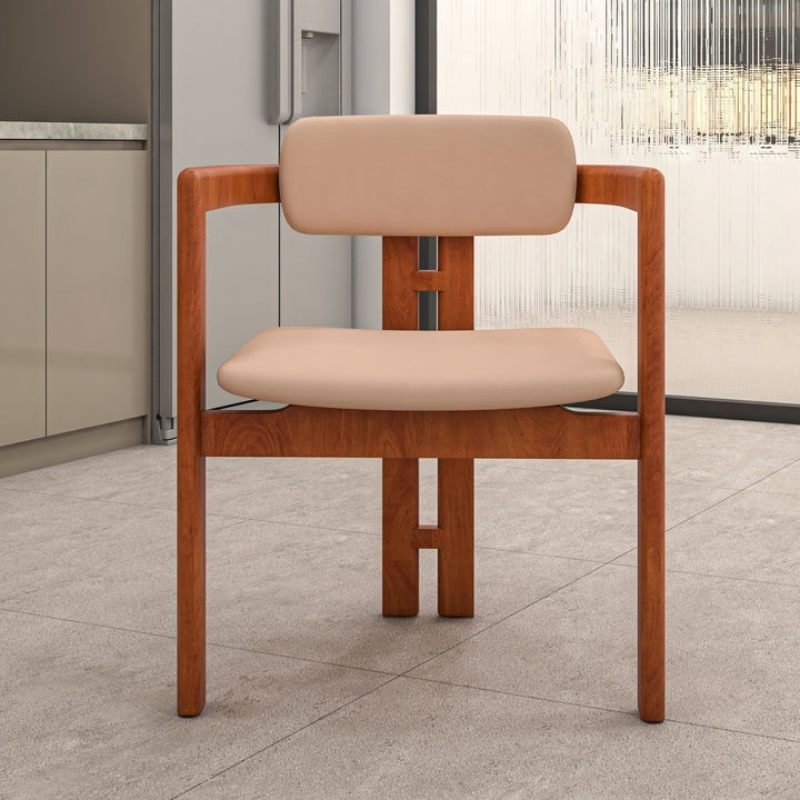 Picture of Dining Chair with Upholstered Leather and Rubberwood Legs