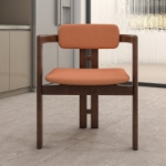 Picture of Dining Chair with Upholstered Leather and Rubberwood Legs