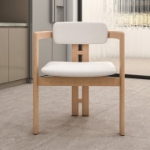 Picture of Dining Chair with Upholstered Leather and Rubberwood Legs