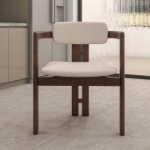 Picture of Dining Chair with Upholstered Leather and Rubberwood Legs