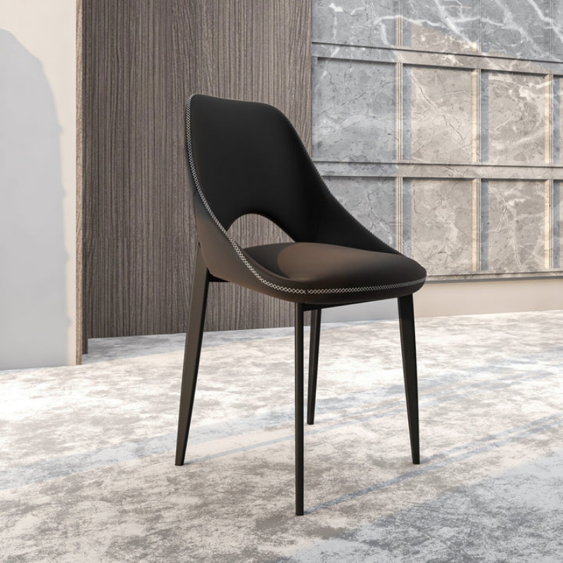 Picture of Dining Chair with a Curved Open Back Design in Black Iron