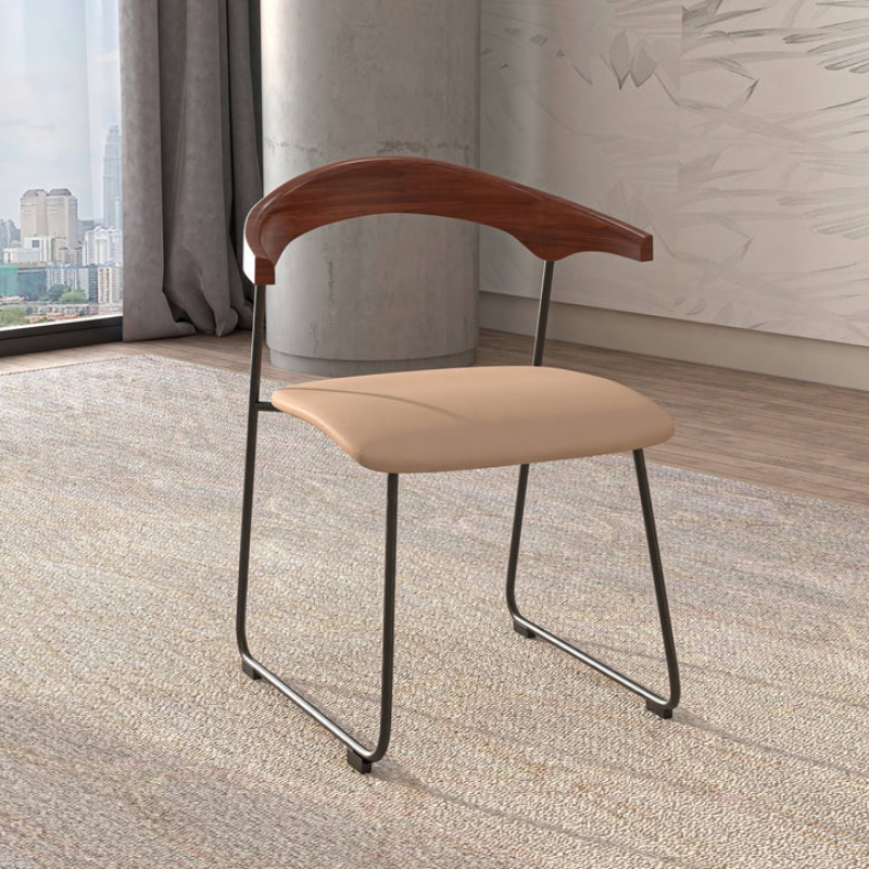 Picture of Dining Chair with a Beech Wood Curved Back and Iron Legs