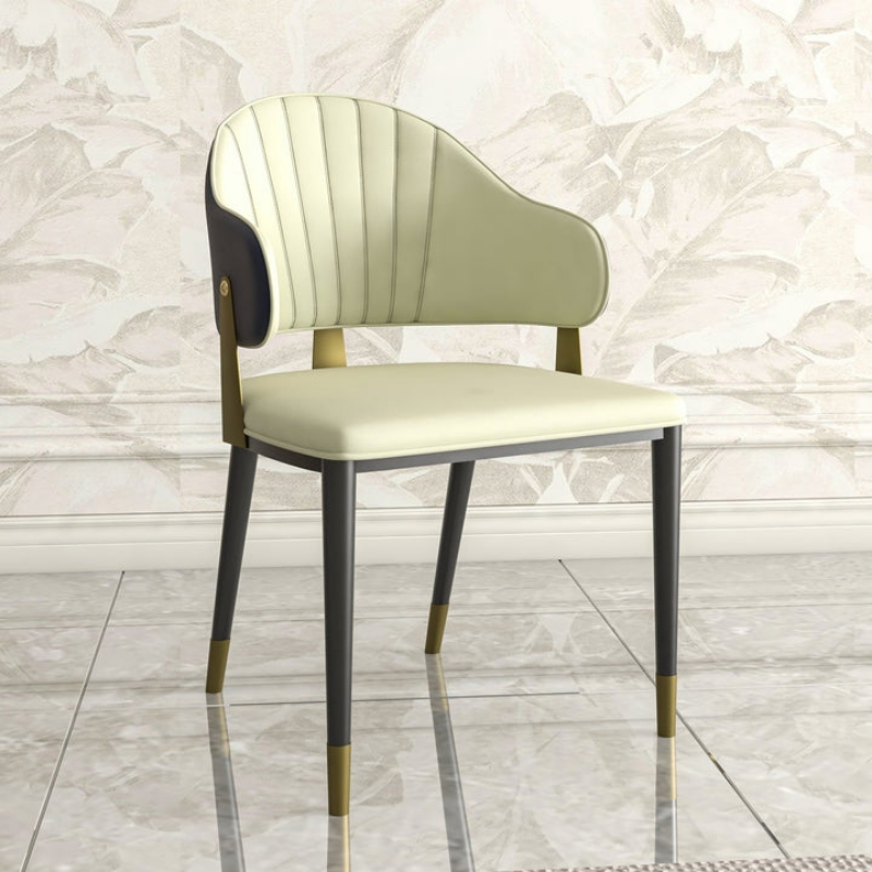 Picture of Dining Chair with a Curved Back and Gold Accents Design in Iron