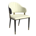 Picture of Dining Chair with a Curved Back and Gold Accents Design in Iron