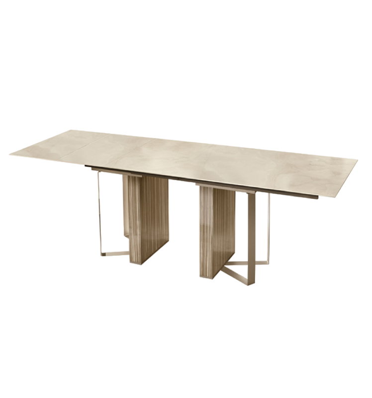 Picture of 78.7/ 98.4/ 118.10" Extendable Dining Table with TOP: tempered silk – screened glass