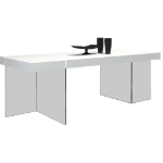 Picture of 78" High Gloss White Rectangular Glass Base with Wood Top Dining Table