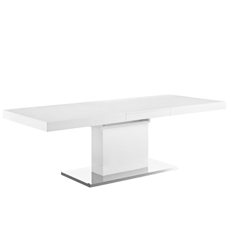 Picture of 94" Extendable wood Glossy White Top Dining Table