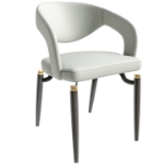 Picture of Dining Chairs Upholstered Leather Seat and Curved Back in Black Iron Legs