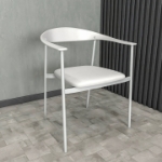 Picture of Dining Chair Upholstered in Leather with Stainless Steel Frame and Legs