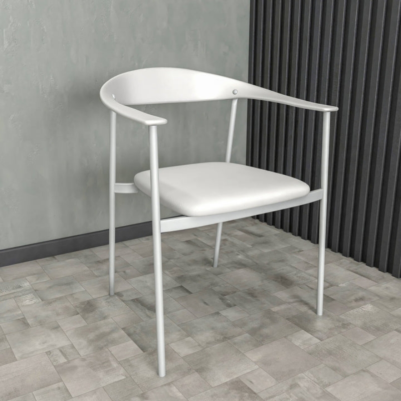 Picture of Dining Chair Upholstered in Leather with Stainless Steel Frame and Legs