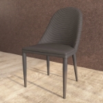 Picture of Dining Chair Upholstered in Leather with Metal Legs Covered in Leather