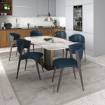 Picture of Dining Chairs Upholstered in Leather Kitchen Room Chairs with Metal Legs