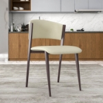 Picture of Dining Chairs Upholstered in Leather Kitchen Room Chairs with Metal Legs