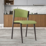 Picture of Dining Chairs Upholstered in Leather Kitchen Room Chairs with Metal Legs