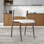 Picture of Dining Chairs Upholstered in Leather Kitchen Room Chairs with Metal Legs