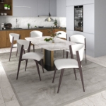 Picture of Dining Chairs Upholstered in Leather Kitchen Room Chairs with Metal Legs