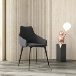 Picture of Dining Chair Ergonomic Design with Upholstered Seating and Sturdy Iron Legs