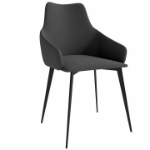 Picture of Dining Chair Ergonomic Design with Upholstered Seating and Sturdy Iron Legs