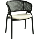 Picture of Dining Armchair with White/Black Steel Legs and Black/Brown Wicker Back