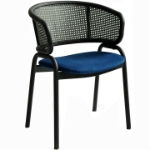 Picture of Dining Armchair with White/Black Steel Legs and Black/Brown Wicker Back