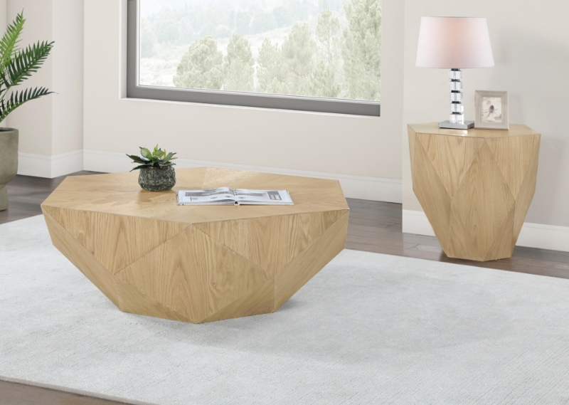 Picture of 40"/ 20" MDF With Oak Veneer Diamond Shape Coffee Table and End Table