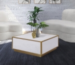 Picture of 32"/20" Gold Metal Base Contemporary Design Faux Marble Coffee Table and End Table