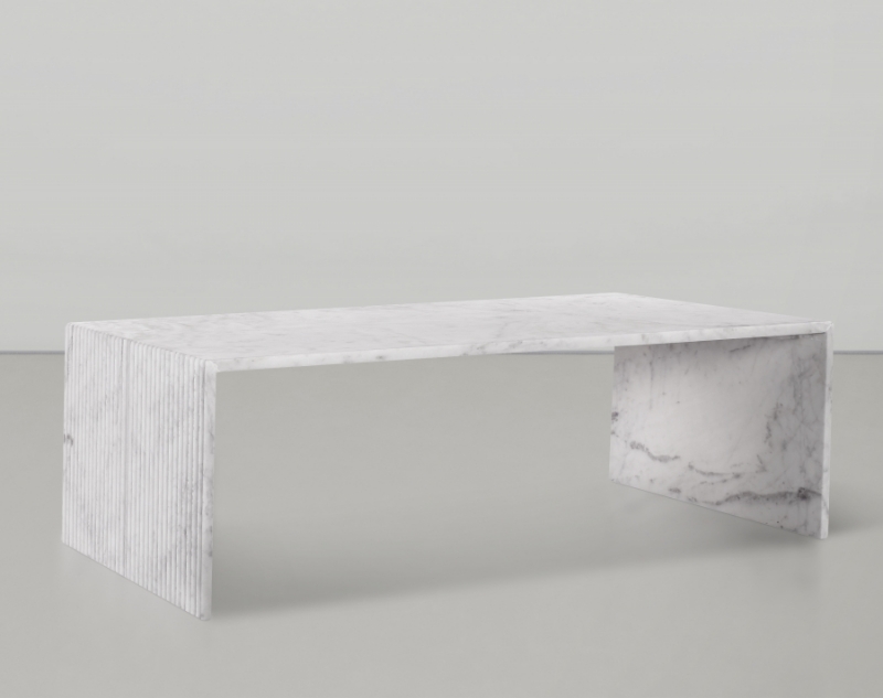 Picture of 48"/18" Fluted Marble Base Coffee Table and End Table